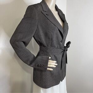 MAX MARA US 8 (M) Gray Wool Blazer Jacket Coat Lined Belted classic MINT